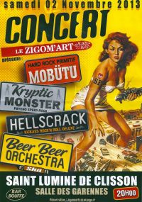 concert hellscrack , mobutu , kryptic monster , beer beer orchestra